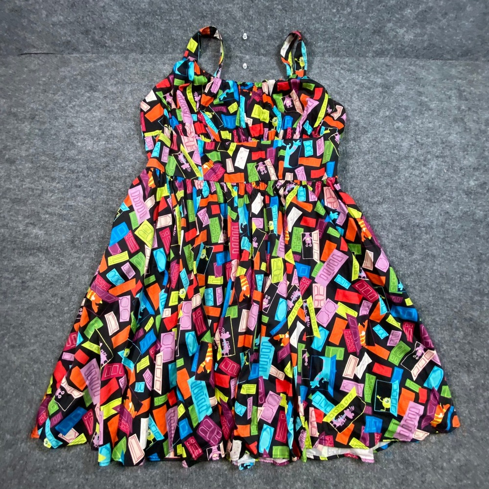 Disney Parks Monsters Inc Door Print Dress Womens 2X The Dress Shop Pixar Black